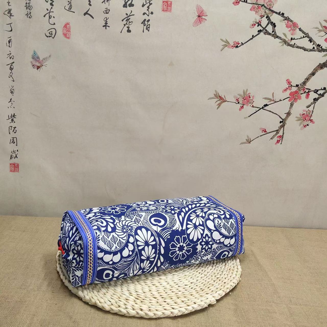 Red button court cotton coarse cloth pillowcase pillowcase with prickly ash seed buckwheat cassia seed wormwood flowers pillow core cover neck pillow