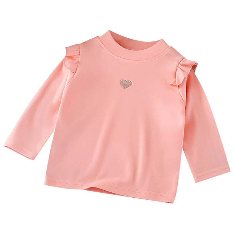 Children's Long-Sleeved T-Shirt, New Autumn Korean Style, German Velvet Baby Top, Girls' Warm Base Layer Shirt, Children's Clothing Wholesale