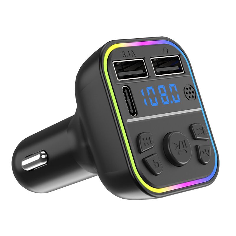 Popular Lantern Car Bluetooth Mp3 Hands-Free Player Car Fm Transmitter Type-C Bluetooth Dual USB Car Charger