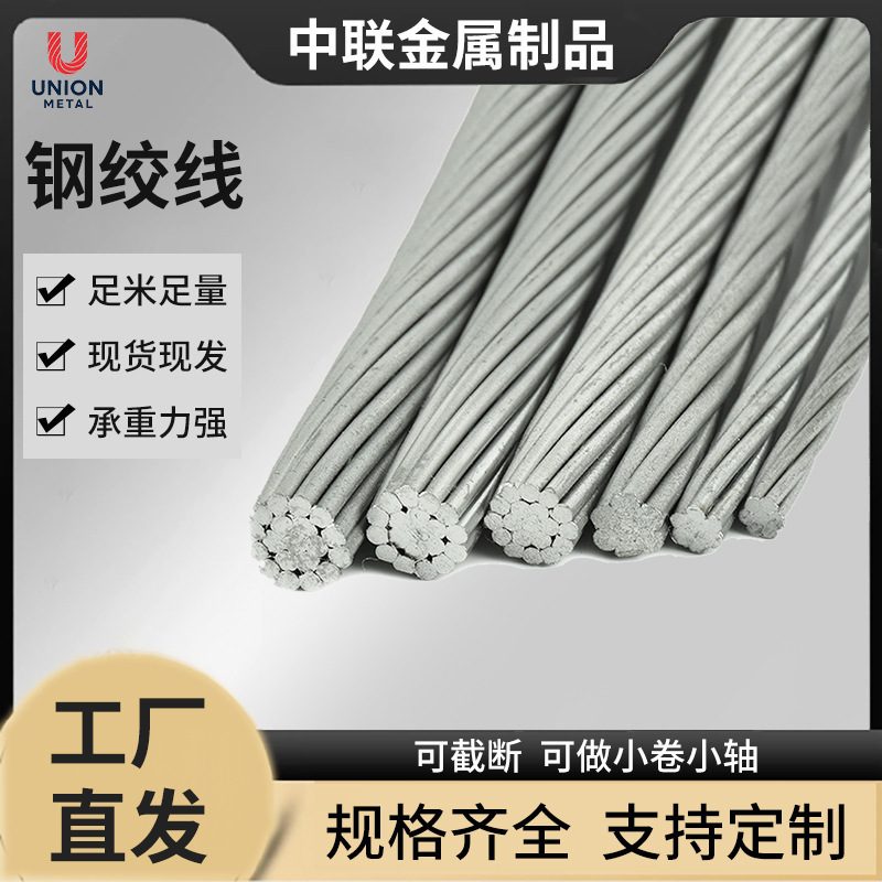 Hot-Dip Galvanized Steel Wire Rope 1X7 9.6mm 1X19 12.7 11.5 Wire Cable Steel Wire Rope for Power and Communication