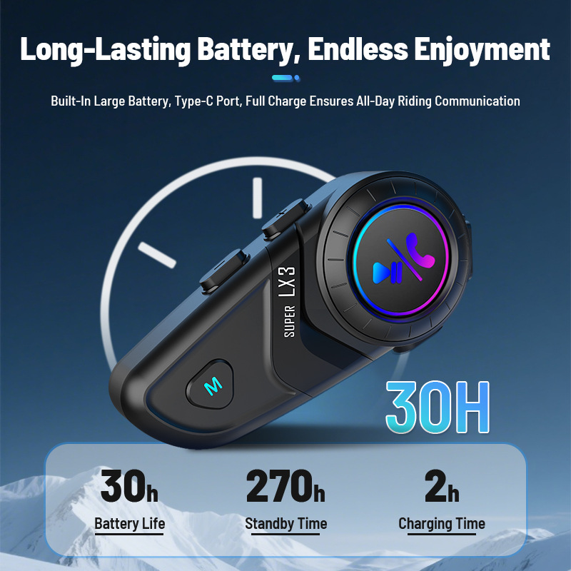 Source Factory Upgraded Lx3 Motorcycle Helmet Headset Wireless 5.4 Riding Waterproof Bluetooth