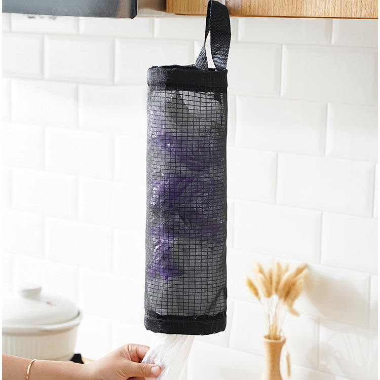 Kitchen Garbage Bag Storage Hanging Bag Wall-Mounted Removable Convenient Round Plastic Bag Collector Organizing Storage Bag