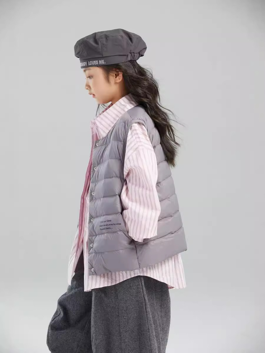 Xiaoman Goose Korean Children's Clothing Girls' down Vest Autumn and Winter Outer Wear 2024 New Boys' Light Sleeveless Vest