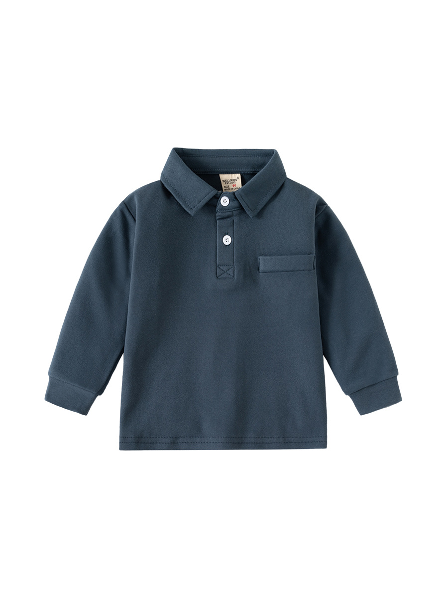 Children's POLO shirt 2024 new boys lapel thick long sleeve T Korean baby autumn coat children's clothing wholesale