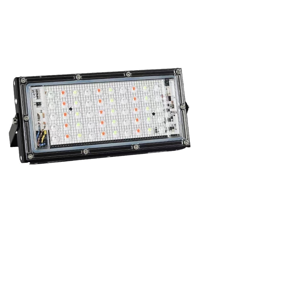 Cross-Border Indoor and Outdoor Floodlight with Remote Control Plug 50W Led Rgb Colorful Floodlight 220V Seven-Color Dimming