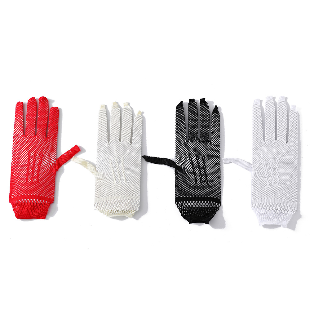 Cross-border bridal wedding gloves fishing net full finger wedding dress lace sexy hollow women's stage performance gloves