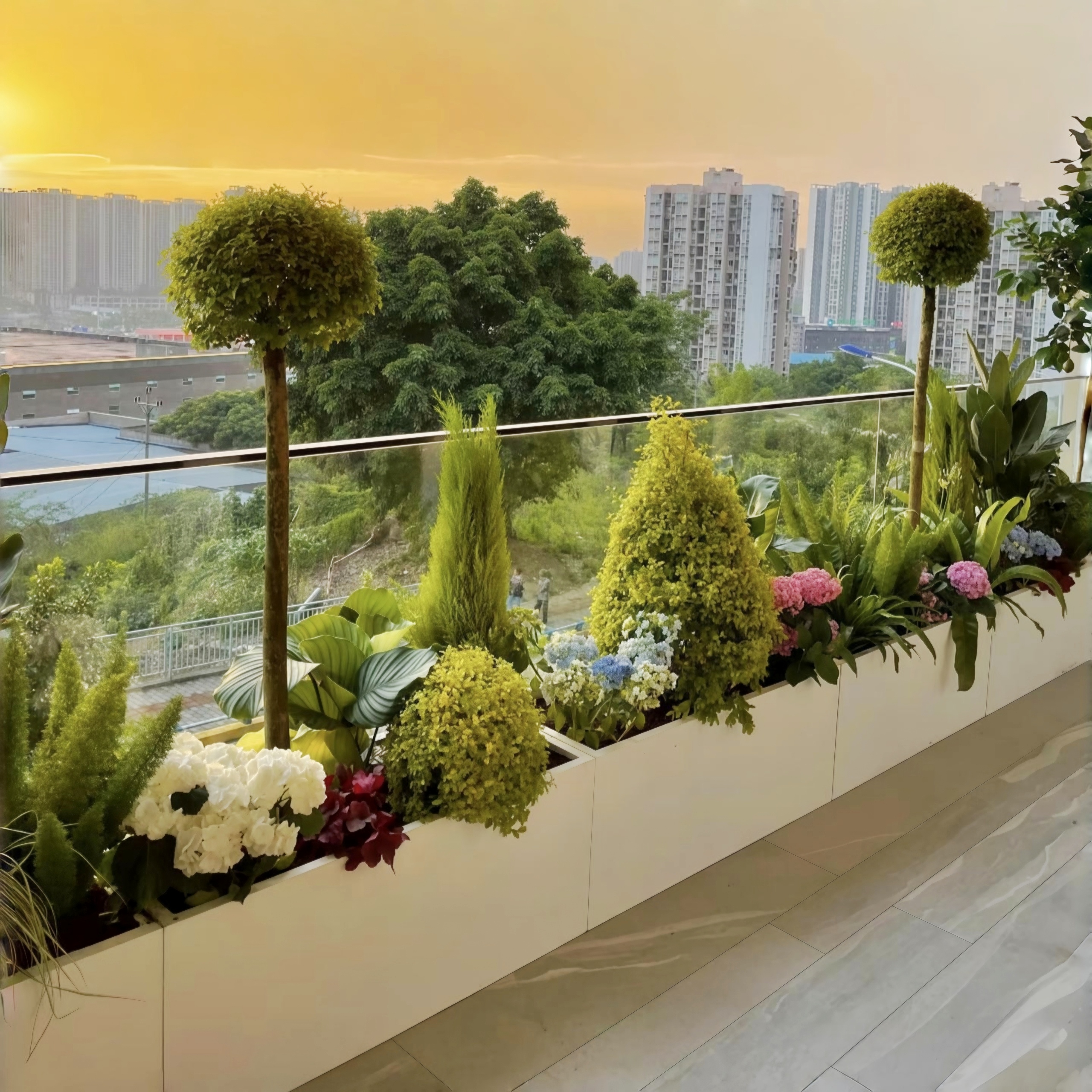 Уличный стальной цветочный ящик, балконный контейнер, квадратный коммерческий уличный прямоугольный цветочный горшок, готовая цветочная клумба