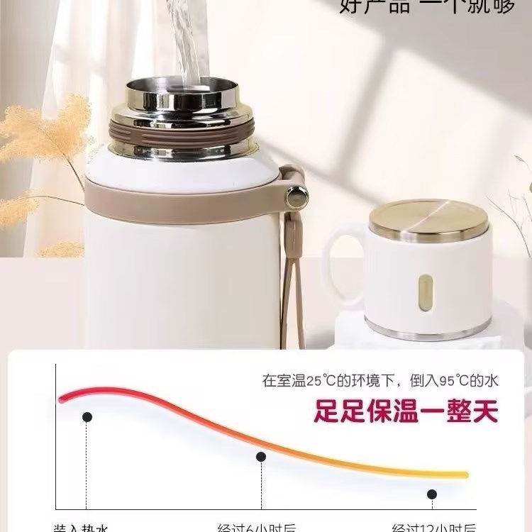 Popular 316 Stainless Steel Thickened Portable Insulated Cup, Simple Household Tea-Water Separation Large Capacity Portable Water Bottle