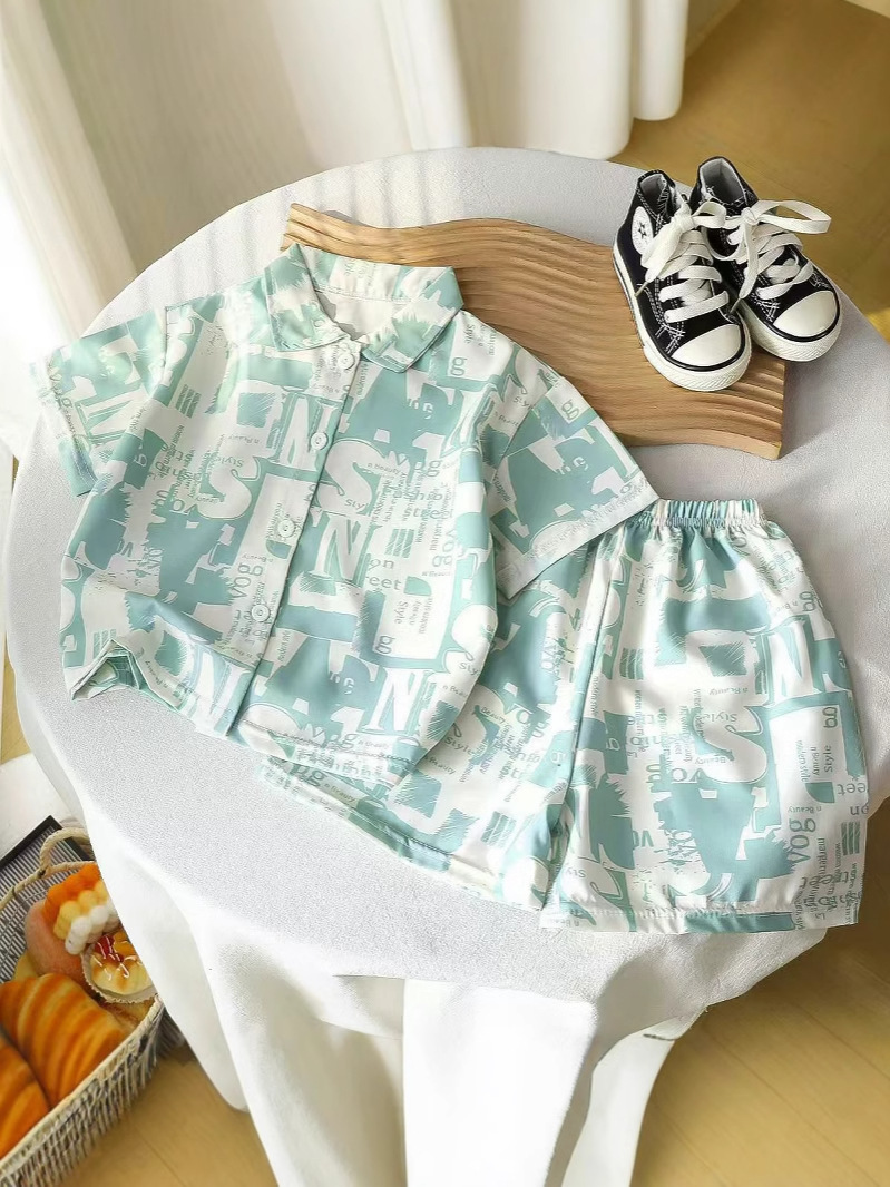 Children's summer suit boys summer baby short sleeve shorts children's T-shirt loose shirt tide children's clothing wholesale