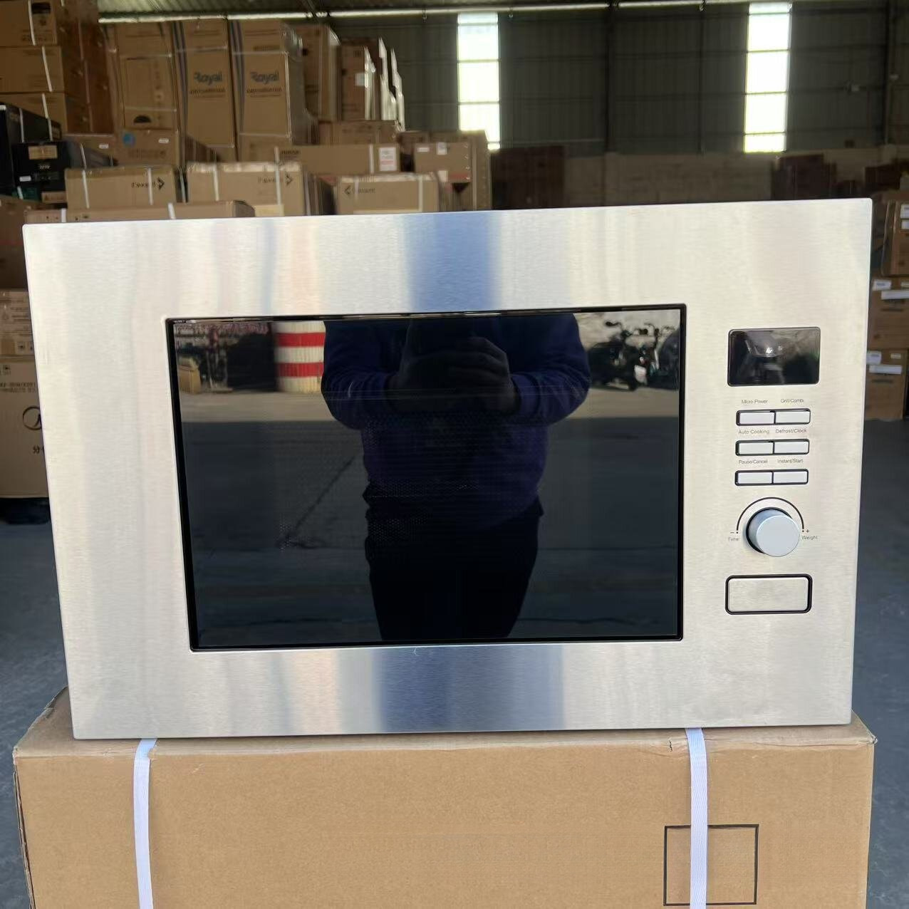 Встраиваемая микроволновая печь 20Л для дома с панелью из нержавеющей стали, английская версия