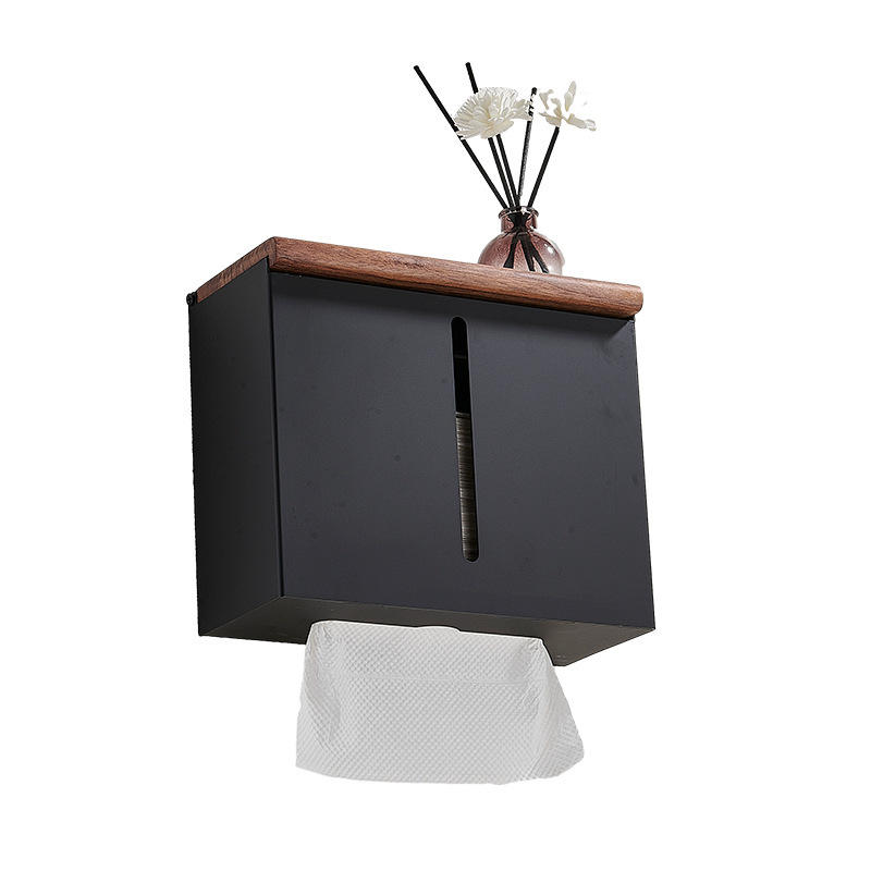 Household Tissue Box Solid Wood Tissue Box Walnut Paper Box Kitchen and Bathroom Roll Paper Box Multi-Purpose Storage Rack Ready for Sale
