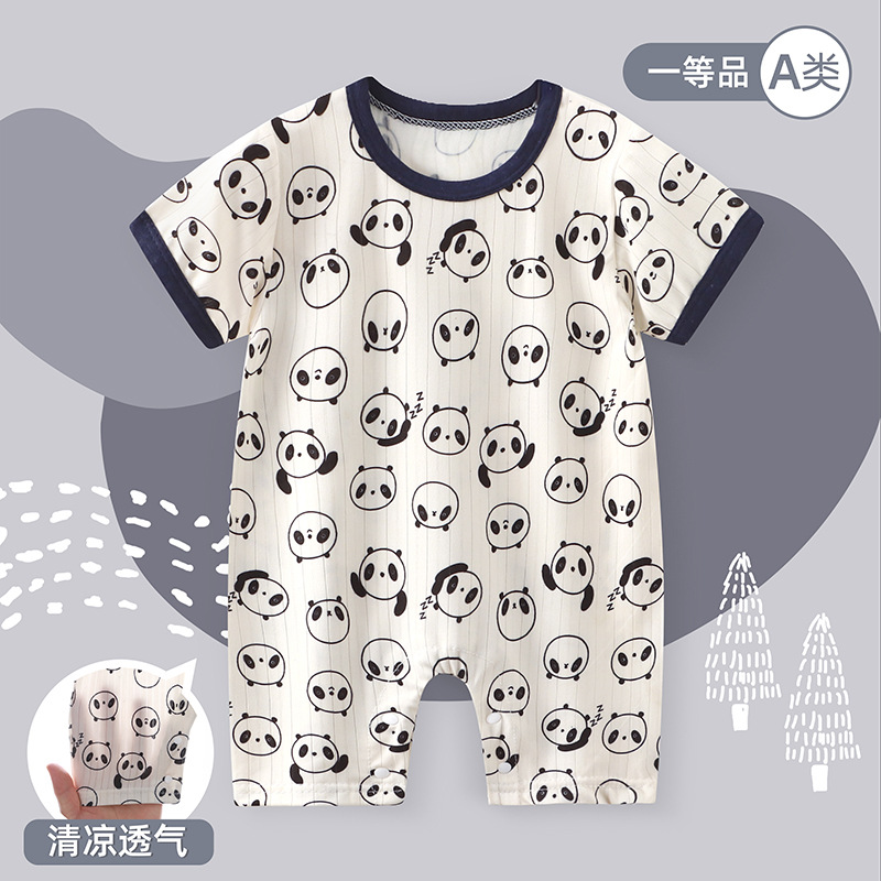 Новая детская одежда с коротким рукавом, открытый комбинезон для мальчиков и девочек, тонкие вещи для новорожденных