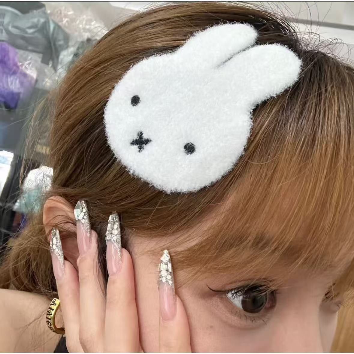 Sweet Kitty Bangs Stickers, Cute Girl Marshmallow Cat Hair Stickers, Velcro Stickers, Traceless Hair Accessories, Finishing Artifact