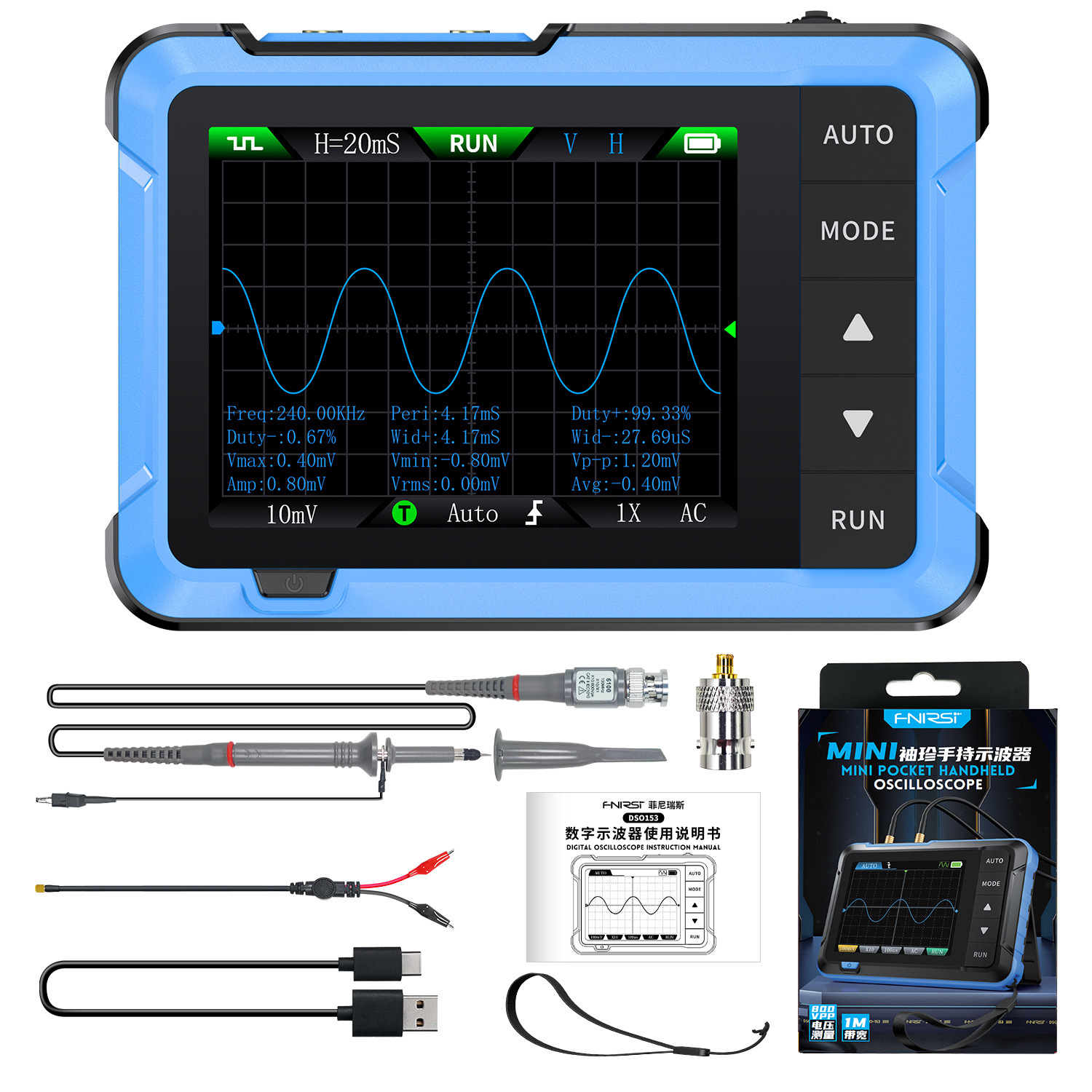 Fnirsi Oscilloscope Dso510 Handheld Small Digital Portable Oscilloscope Multi-Function Signal Generator