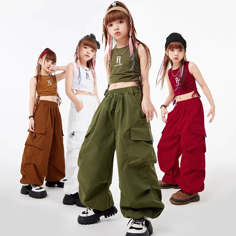 Костюм для джазового танца для девочек, брюки, летняя одежда, хип-хоп джазовый костюм