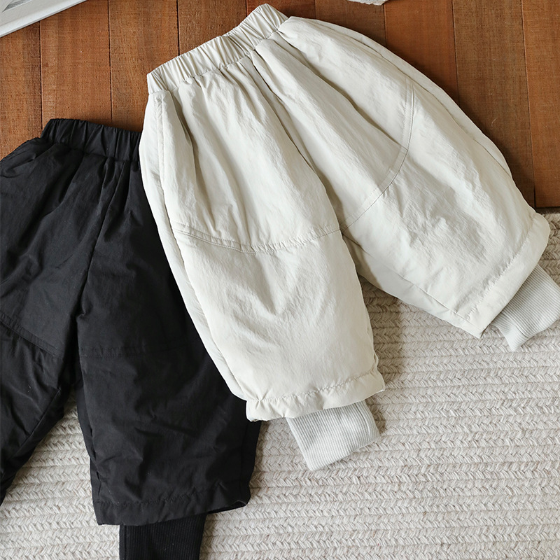 Новые брюки из 90% утиного пуха для детей, стильные утепленные брюки для маленьких детей