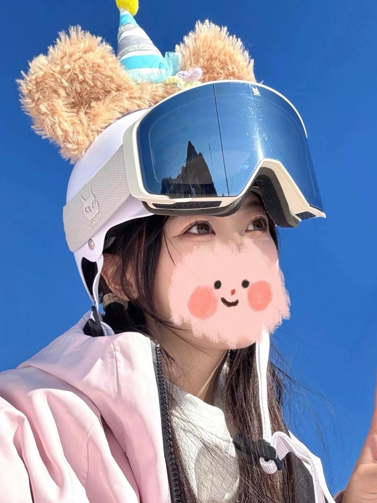 Ski Helmet Cute Decoration Outdoor Sports Helmet Bow Ears Sweet Girl Ornaments Cat Ear Helmet Hat