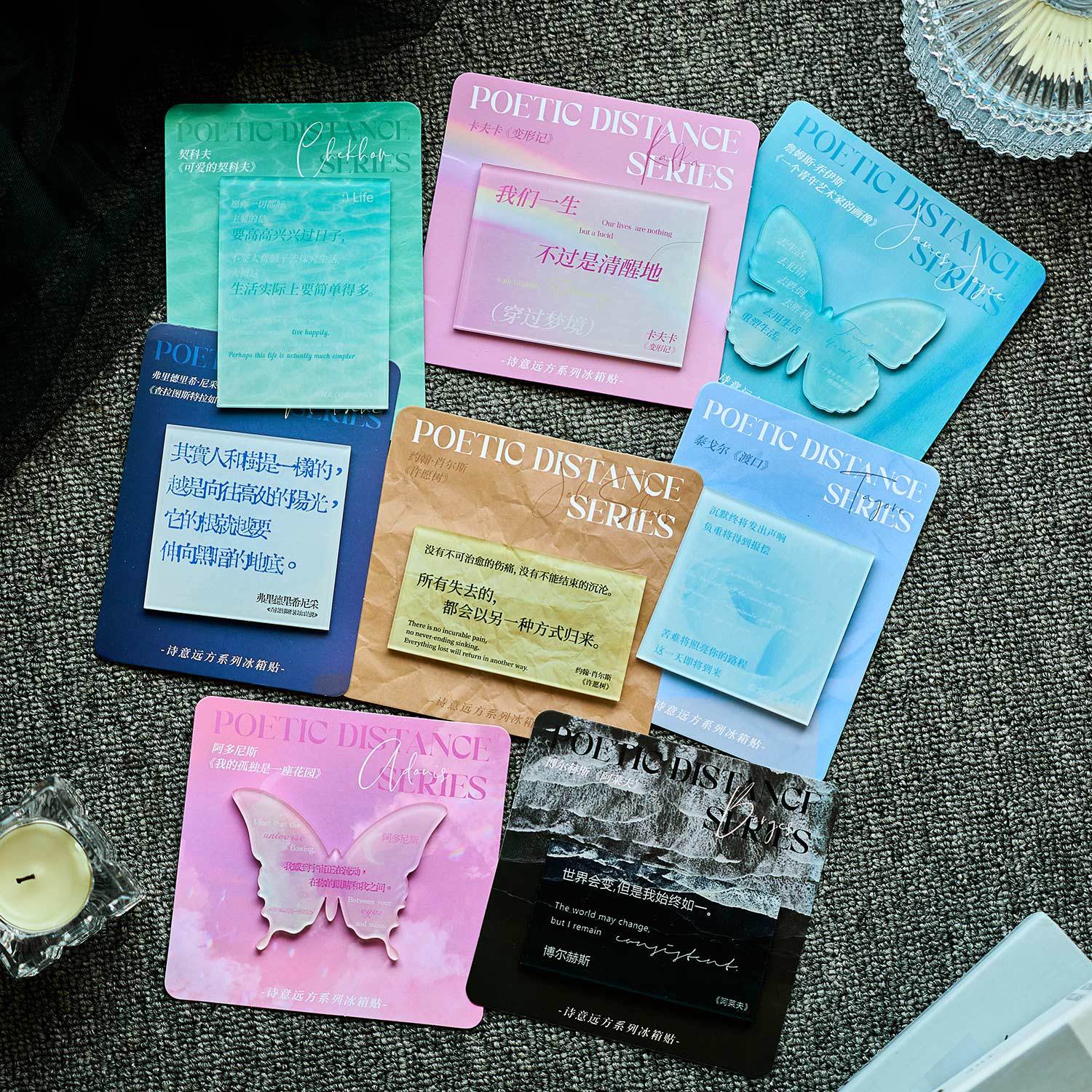 Early foam acrylic refrigerator sticker poetic distance series creative ins popular text decoration magnetic refrigerator sticker