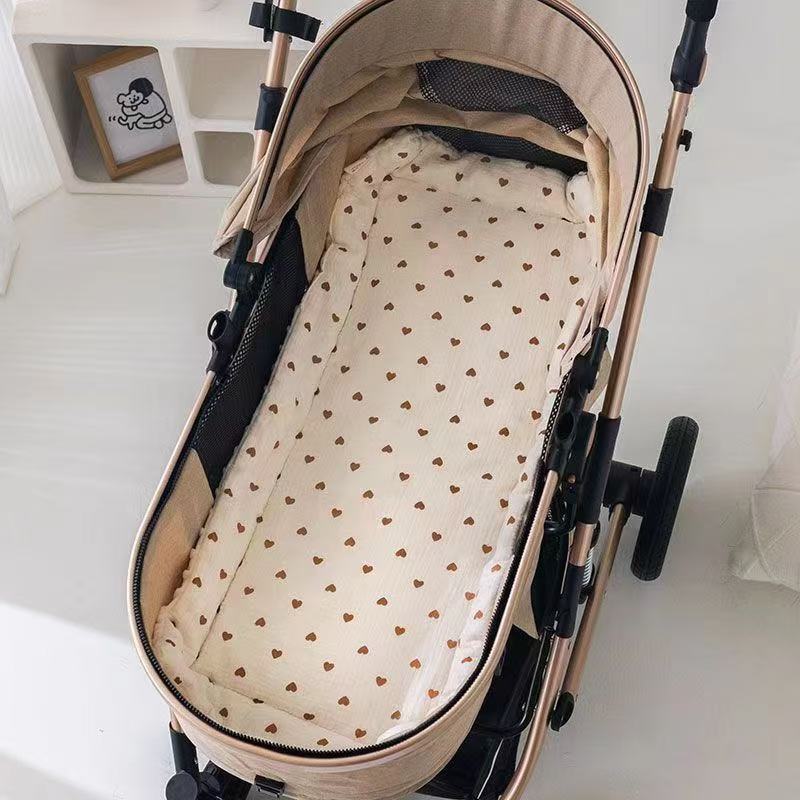 Stroller Cotton Pad Universal Four-Season Autumn and Winter Machine Washable Cushion Cotton Mattress Dual-Purpose Cradle Small Mattress Stroller Pad Thick