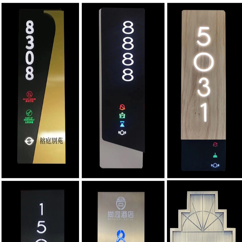 Hotel Guesthouse Apartment Ktv Luminous Digital Door Sign Room Number Touch Doorbell Sign Hotel Door Display