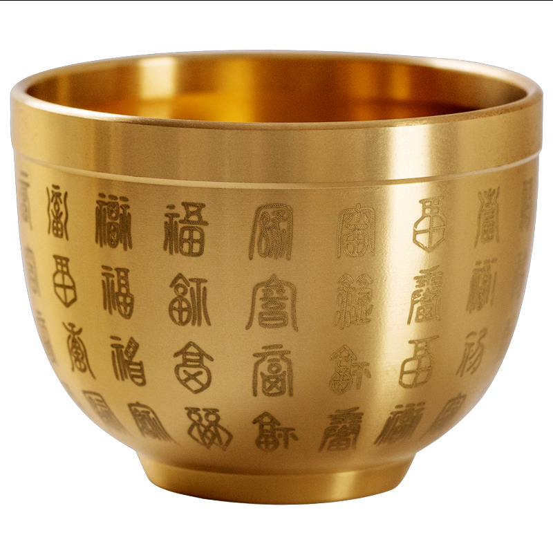Brass Water Cup for Offering, Copper God of Wealth Wine Cup for Home Use, Table Offering Water Cup, Buddha Altar Offering Cup, Small Size Display