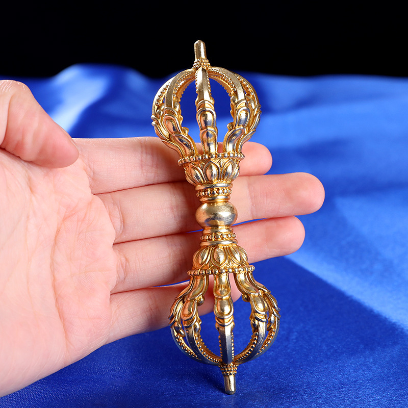 Непальская ручная работа, латунный утолщенный девятижильный ваджра пестик, инструмент, резьба лотоса, стиль Тибета, украшения для снижения демонов