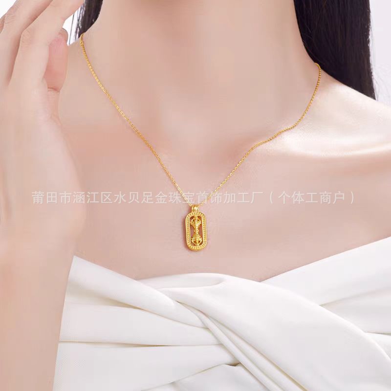 Hot Selling Gold Vajra Pendant 999 Pure Gold Men and Women Money Pixiu 3D Hard Gold Cylindrical Gold Hoop Necklace