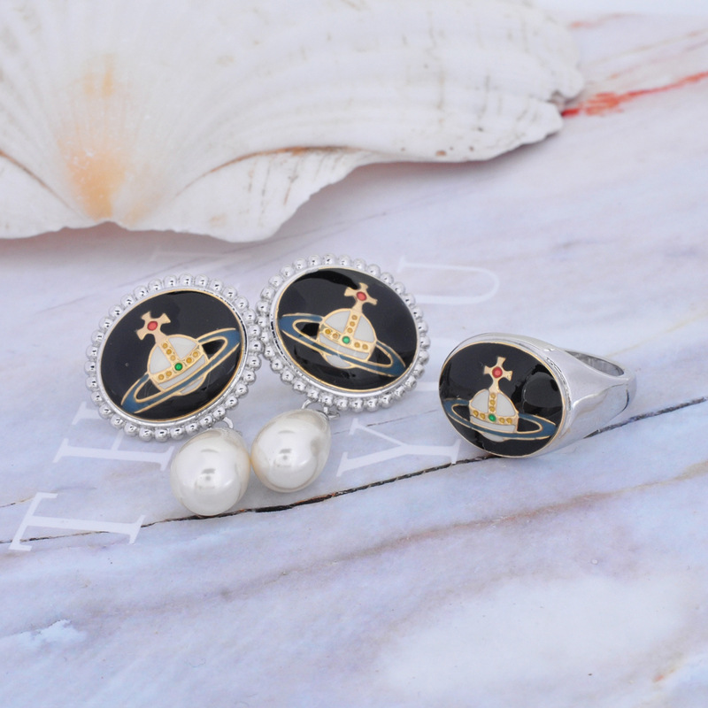 Empress Saturn Series Enamel Buckle European and American Fashion Light Luxury Saturn Ring Palace Retro Style Lacquer