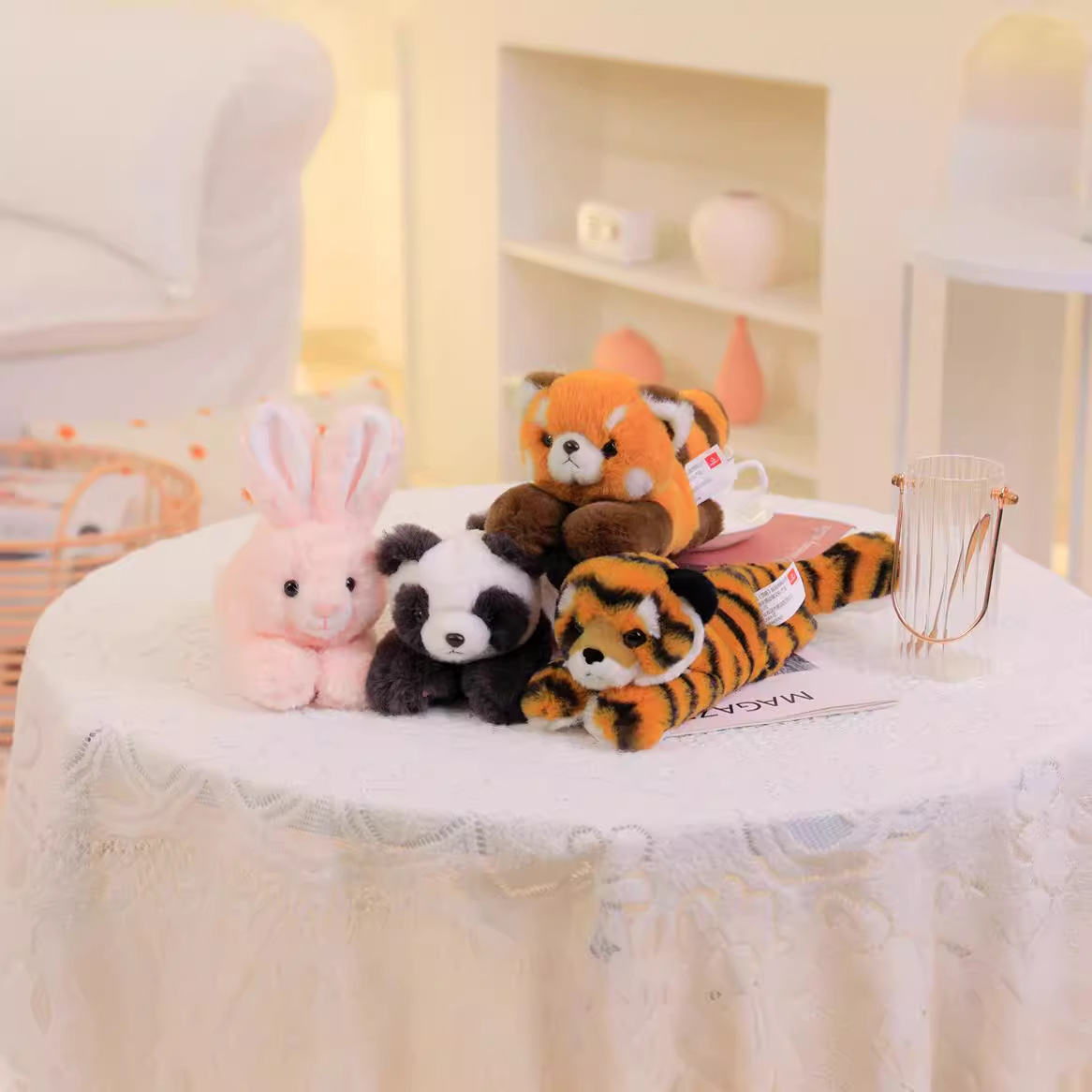 Браслет с кольцом зоопарка, маленькая енот, жираф, кольцо с маленькой пандой, мягкая игрушка, подарок для детей