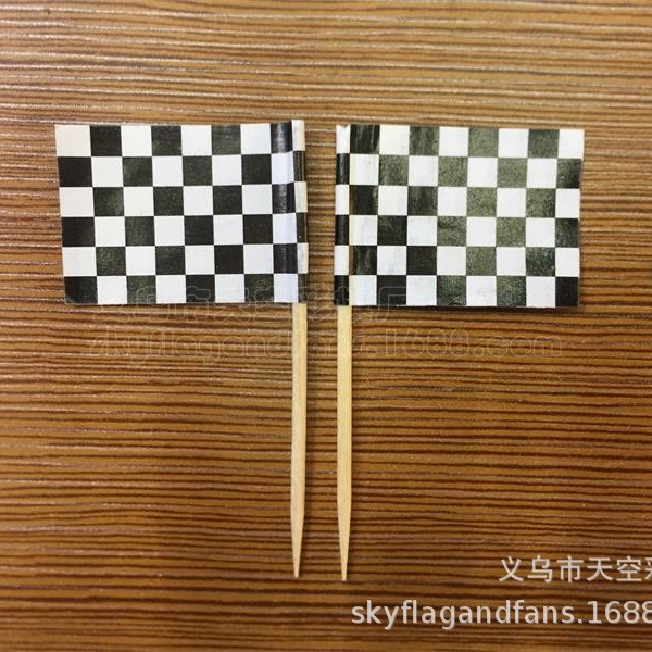 Black and white lattice toothpick flag spot F1 racing flag black and white lattice toothpick flag hamburger fruit flag racing toothpick flag