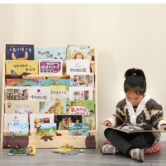 Customized Solid Wood Bookshelf Children's Bookshelf Reading Bookcase Kindergarten Storage Simple Floor Storage Rack Children's Picture Books