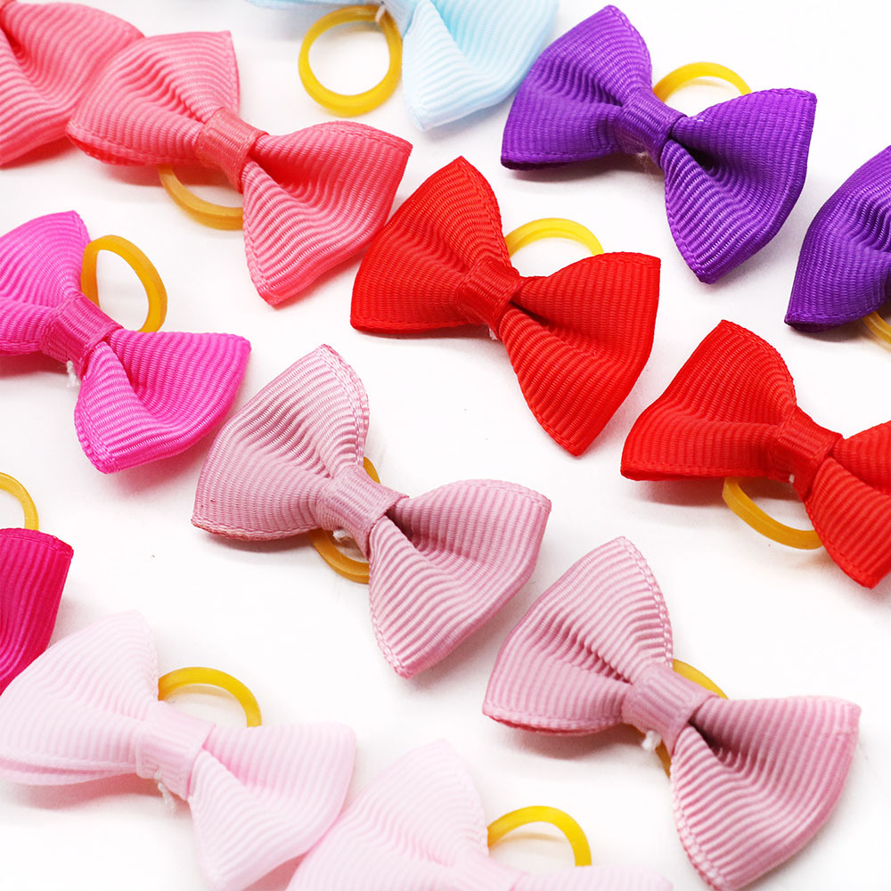 Amazon's New Cute Macaron Color Solid Color Pet Head Flower Rubber Band Hair Tie Headdress Cat and Dog Accessories in Stock