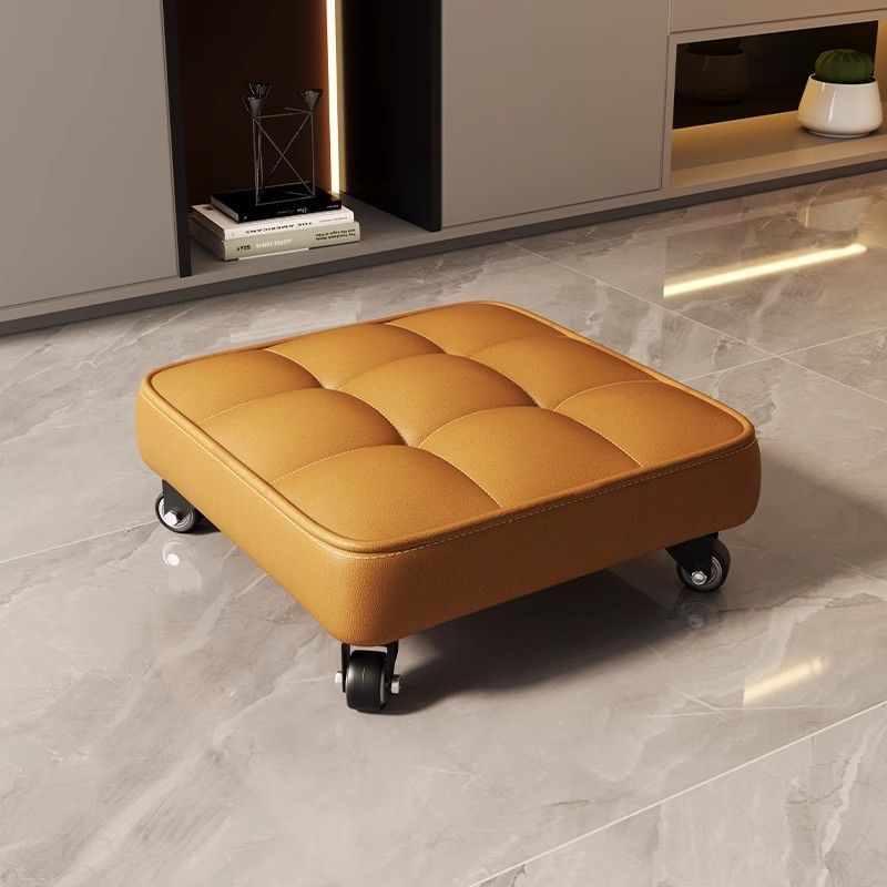 Swivel Caster Household Small Stool with Wheels, Low Stool with Baby Support, Beautiful Seam Bench, Lazy Shoe-Changing Stool with Backrest Chair