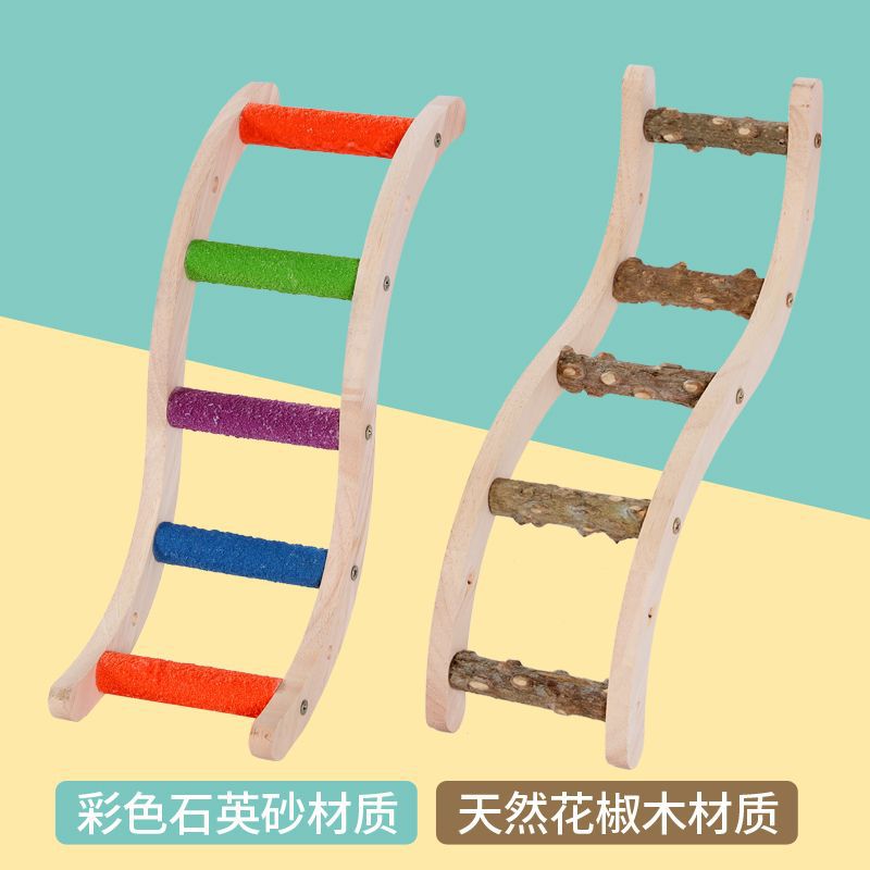 Tiger Skin Peony Parrot Toy Bird Interactive Ladder Climbing Rope Swing Accessories Supplies Ladder Wooden Ladder Grinding Claw Mouth