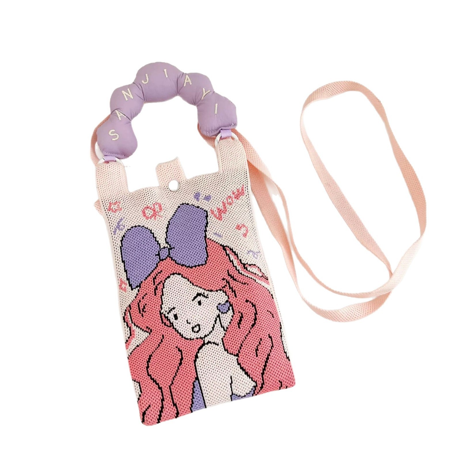 Korean Style Niche Design Cute Cartoon Mini Knitted Mobile Phone Bag All-match Small Portable Commuter Crossbody Bag