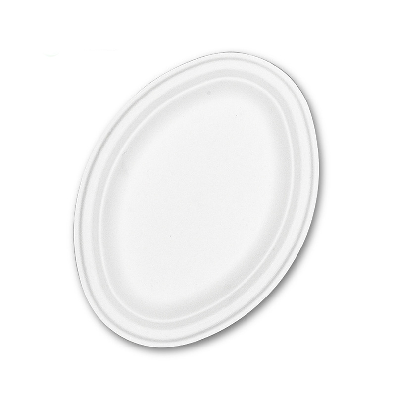 Disposable Oval Dinner Plate, Biodegradable Barbecue Fruit Plate, Cake Plate, Round Western Dinner Plate, Environmentally Friendly Sugarcane Pulp Paper Plate
