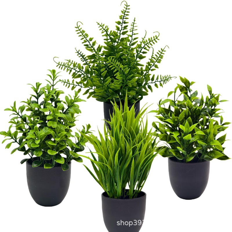 Популярные имитированные растения, искусственные цветы, зеленые растения, декор для дома и улицы, набор из 4 пластиковых горшечных растений