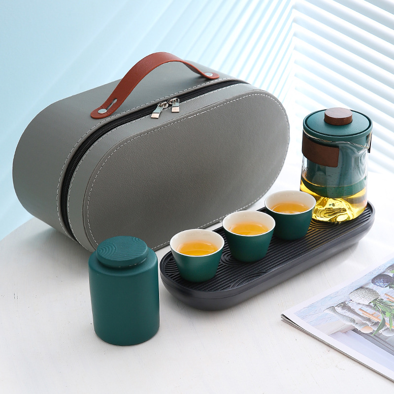 Glass Express Cup travel tea set gift portable special carry-on bag suit outdoor kung fu tea cup teapot