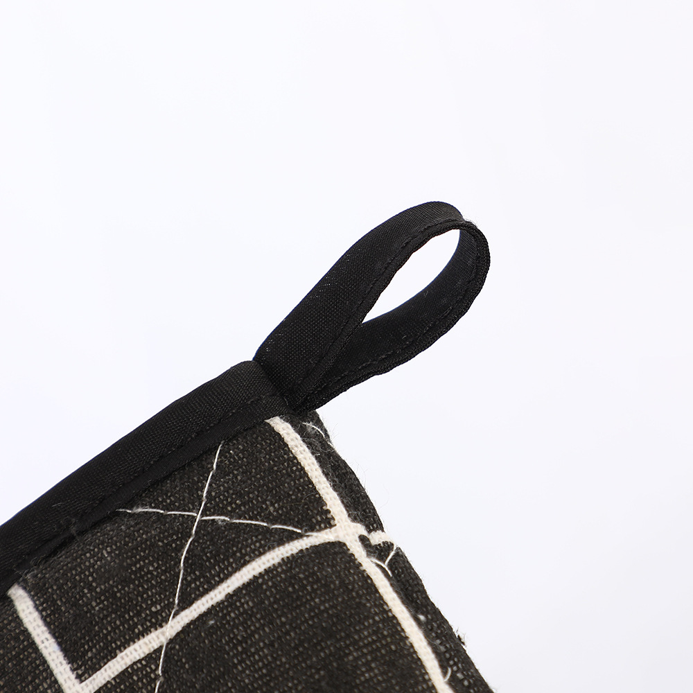 Black Edge Simple Heat Insulation Gloves Polyester Brocade Thickened Microwave Anti-scalding Gloves Kitchen Oven High Temperature Gloves