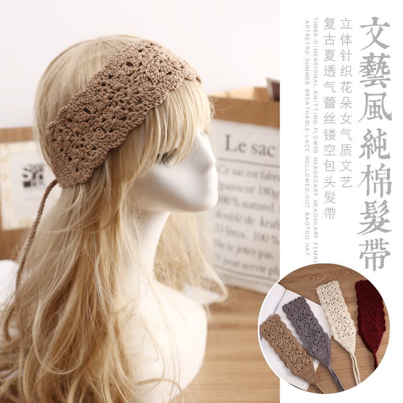Модная вязаная повязка на голову, корейский ретро аксессуар для волос, широкий ободок для девушек в стиле Мори