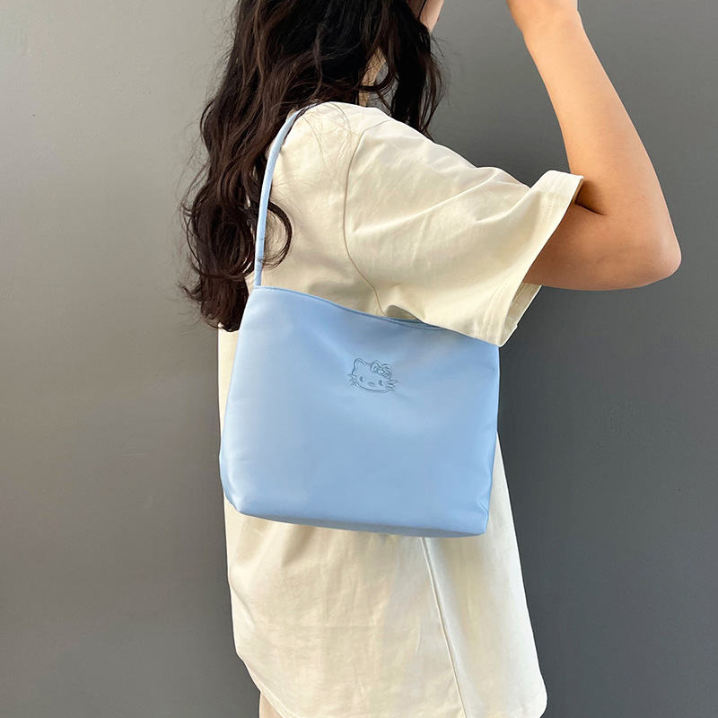 Kt Cat Niche New Fashion Single Shoulder Bag Bucket Bag for Women Simple Casual Versatile Handbag Nylon Underarm Bag