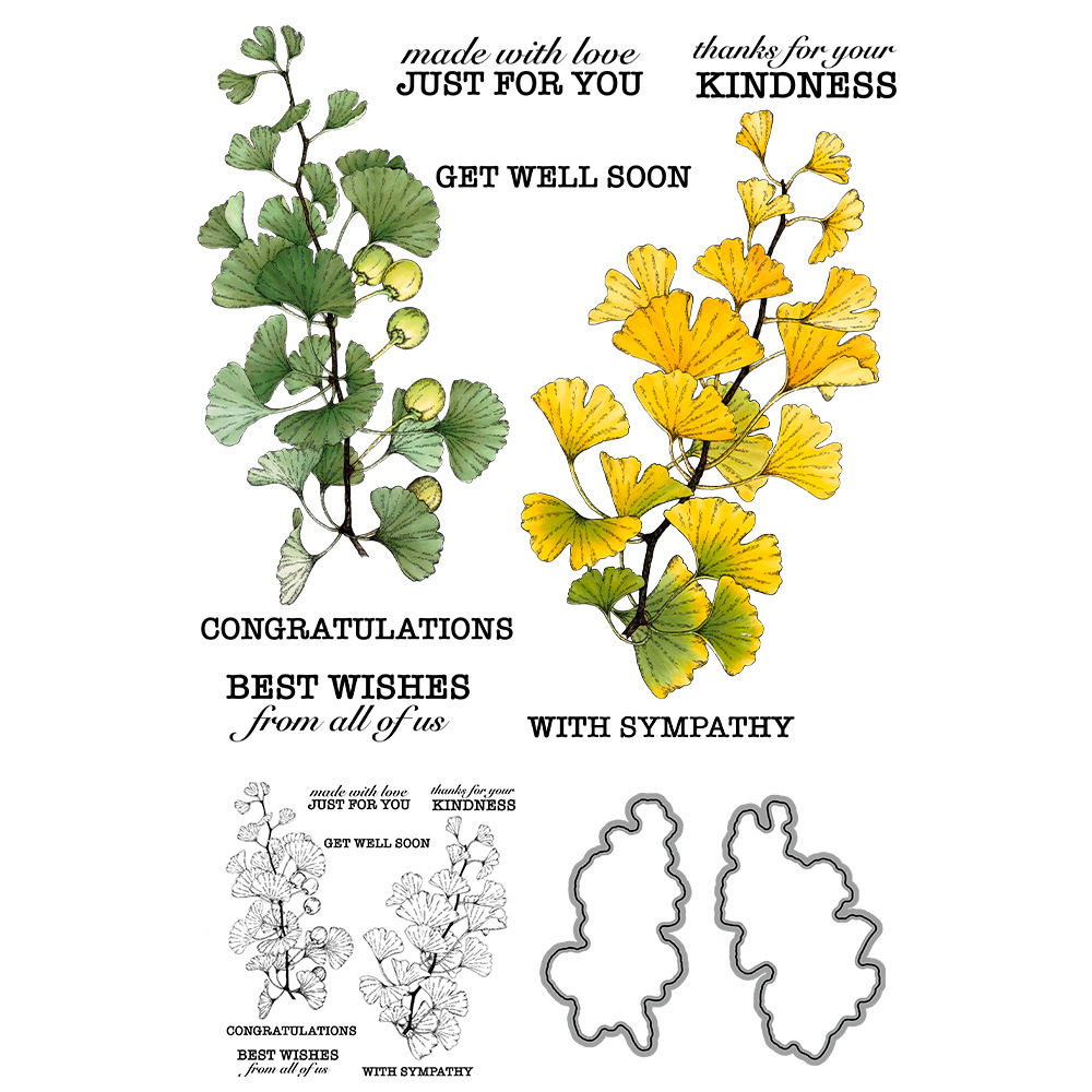 Ginkgo biloba leaves metal carbon steel knife mold with silicone stamp cutting die embossing etching cutting knife mold