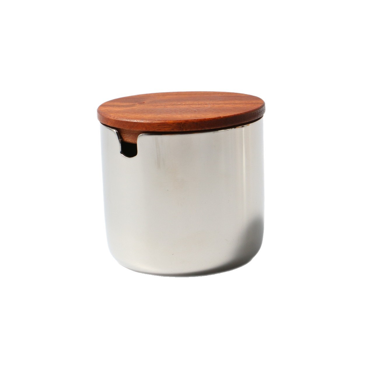 304 Stainless Steel Sugar Cup with Solid Wood Lid, Seasoning Cup, Coffee Sugar Cup, Home Hotel Export Coffee Utensils