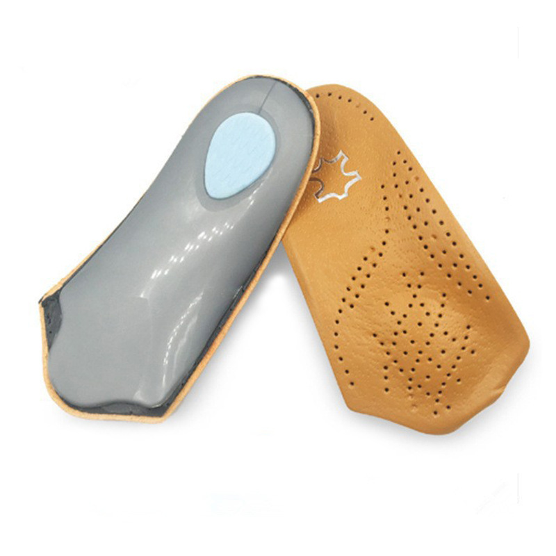 Corrected half-size insole seven-point pad cowhide insole arch support flat foot XO leg corrective leather insole