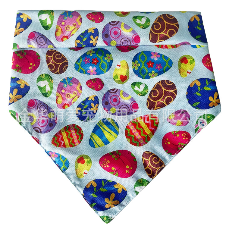Cross-border Explosions Amazon Double Layer Easter Pet Slip Towel Dog Triangle Towel Pet Bib Can Be Single Layer