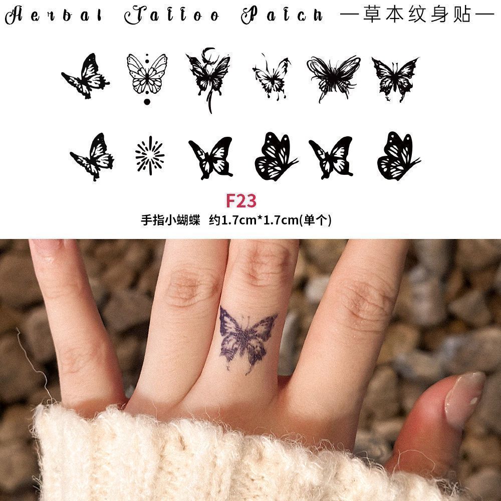 Finger Butterfly Cute Little Pattern Herbal Juice Tattoo Sticker Waterproof Anti-Rubbing Non-Reflective Semi-Permanent High-End Sense