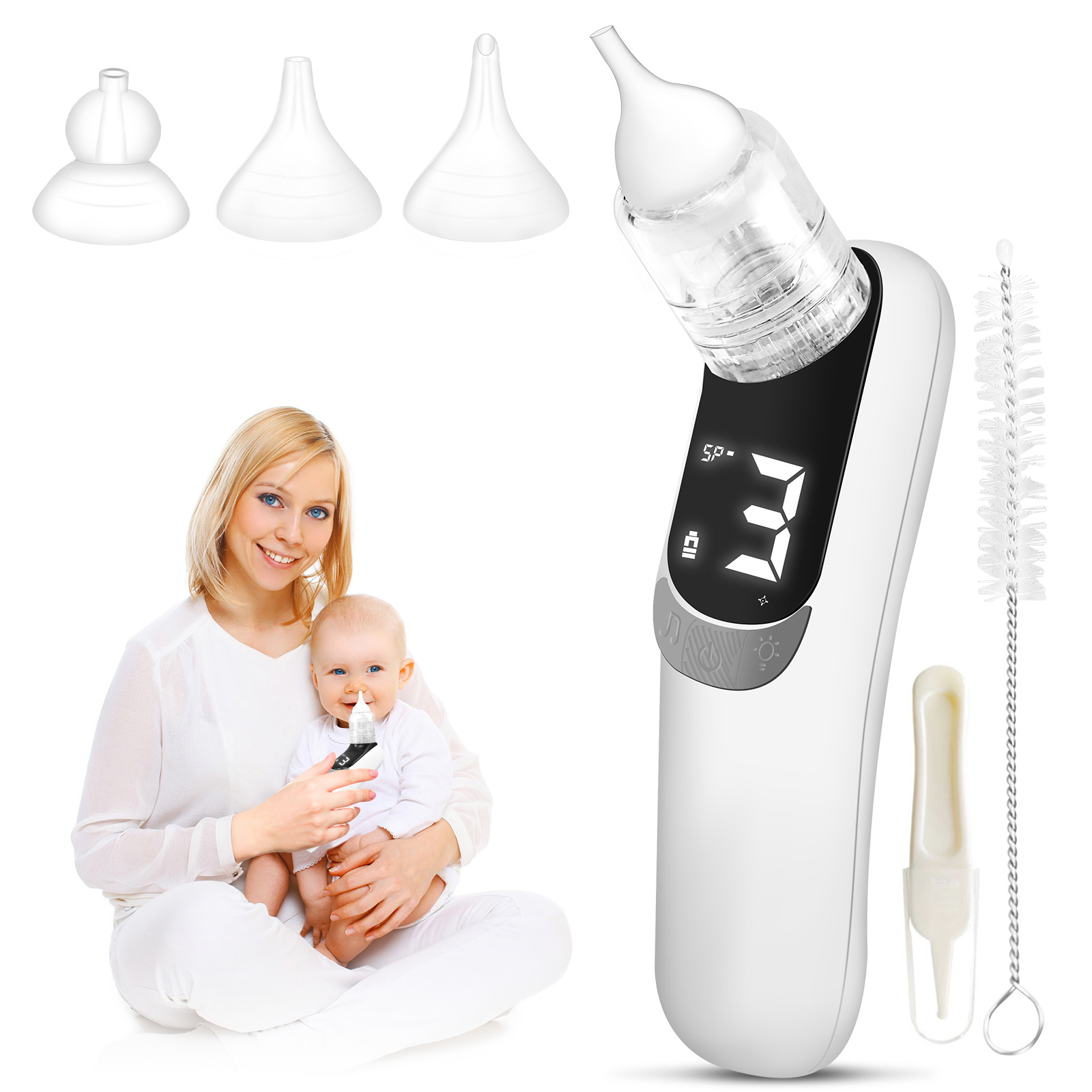 Cross-Border New Product Electric Nasal Aspirator Children's Nasal Congestion Cleaner Colorful Music Baby Nasal Aspirator Anti-Reflux
