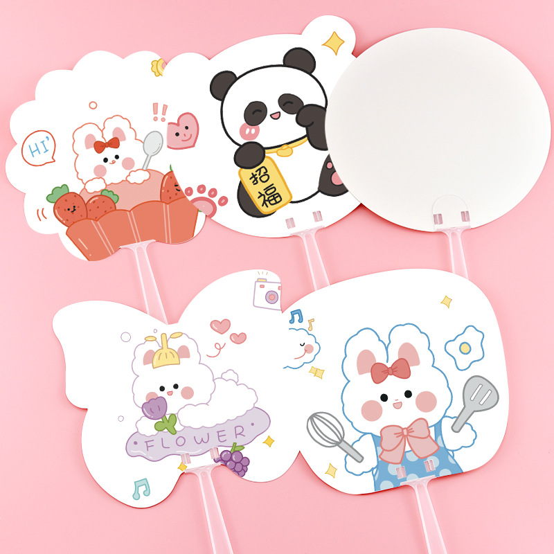 Spot children DIY painting fan hand-painted blank paper fan cartoon coloring graffiti fan reward stationery wholesale