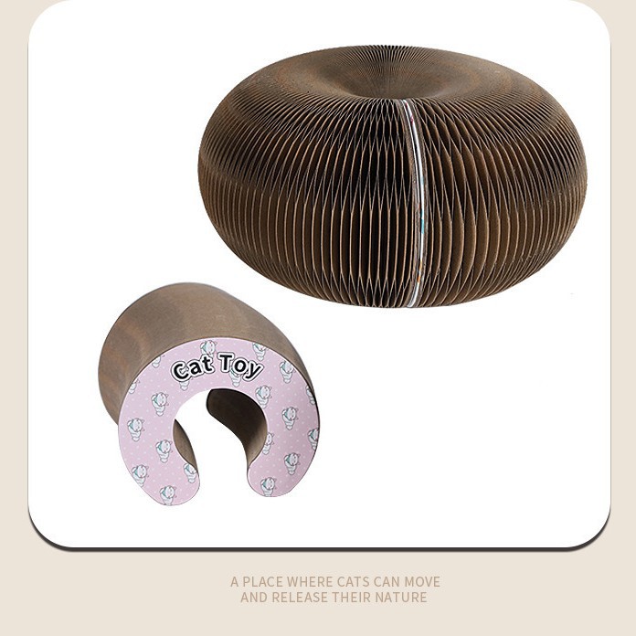 C-Type Accordion Cat Scratching Board Cat Toy with Bell Self-Pleasure to Relieve Boredom Cat Nest Claw Grinding Cat Climbing Frame Corrugated Paper Cat Toy