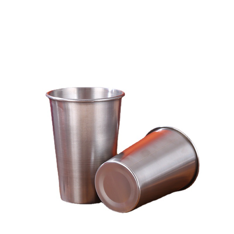 Amazon Stainless Steel Wine Glass Convenient Water Cup Single Layer Curled Beer Cup Simple Multipurpose Mouth Cup